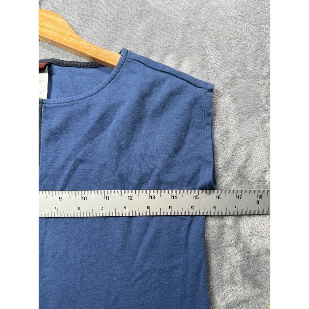 Tea Collection Girls 8 Blue Black Peplum Hem Cotton Cap Sleeve Mini Dress Casual